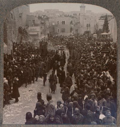 Kerstprocessie in Bethlehem, c1900 door Unbekannt