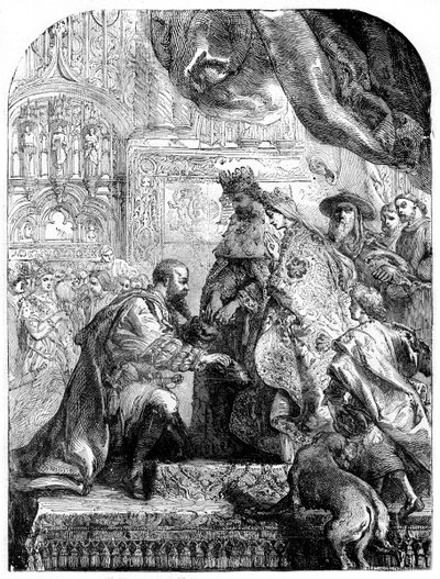 Christoffel Columbus ontvangen door Ferdinand en Isabella in Barcelona door Unbekannt