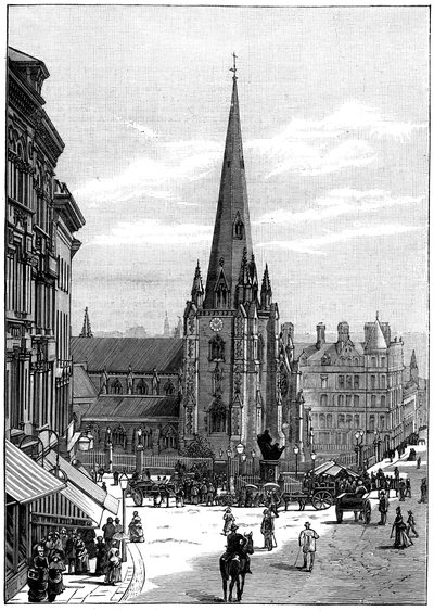 Kerk van St. Martin in the Bull Ring, Birmingham, West Midlands, 1887 door Unbekannt