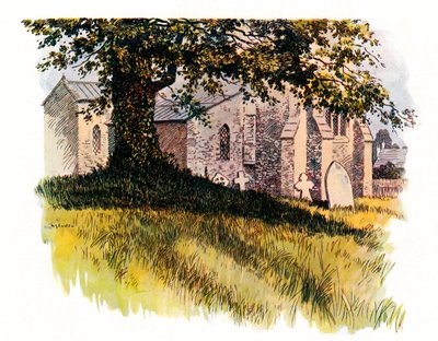 Kerkhof in Tolpuddle met het graf van James Hammett, 1934 door Unbekannt