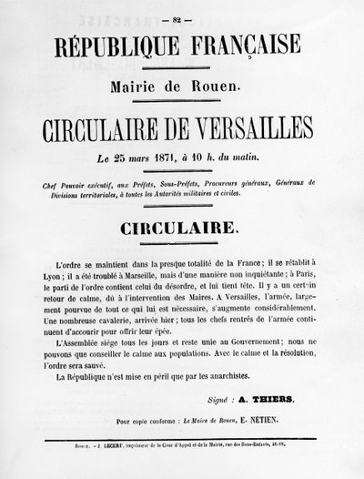 Circulaire de Versailles, uit Franse politieke posters van de Parijse Commune, mei 1871 door Unbekannt