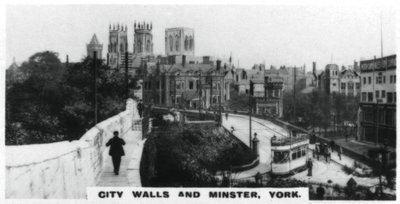 Stadsmuren en Minster, York, ca. 1920s door Unbekannt
