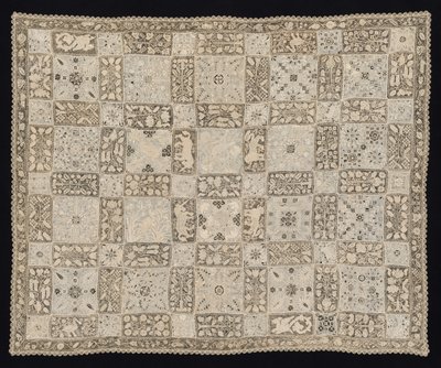 Stof met Eenhoorns, Draken, Andere Dieren en Bloemenpatronen, 1800s door Unbekannt