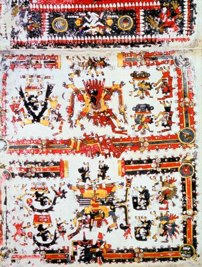 Codex Borgianus met tegenovergestelde godheden, Mixtec, Pre-Columbiaans Mexico door Unbekannt