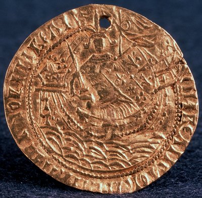 Munt Korabelnik van Tsaar Ivan III, Keerzijde: Heerser op zijn schip, 1471-1490 door Unbekannt