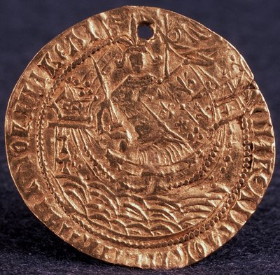 Munt Korabelnik van Tsaar Ivan III Keerzijde: Heerser op zijn schip, 1471-1490 door Unbekannt