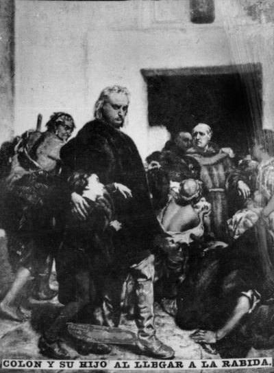 Columbus arriveert in Rabida, 15e eeuw, 1920s door Unbekannt