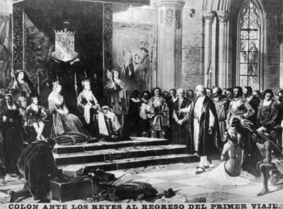 Columbus keert terug van zijn eerste reis, 15e eeuw, 1920s door Unbekannt