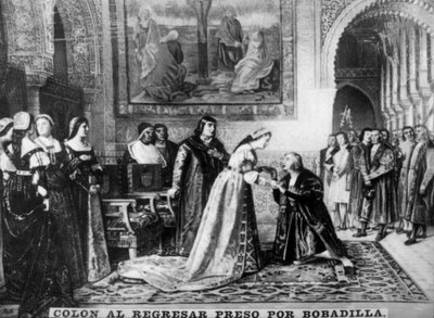 Columbus keert terug naar Spanje als gevangene door Unbekannt