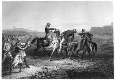Kolonel Platt gedood door de muiters in Mhow, ca. 1860 door Unbekannt