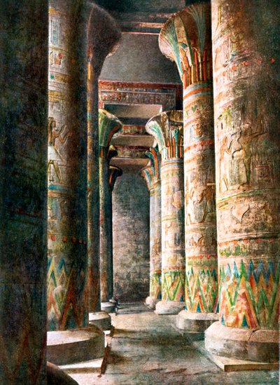 Zuilen, Tempel van Horus, Edfu, Egypte, 20e eeuw door Unbekannt