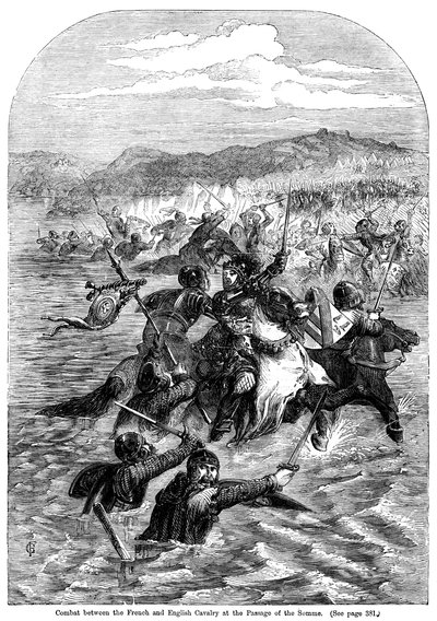 Gevecht tussen de Franse en Engelse cavalerie bij de oversteek van de Somme door Unbekannt