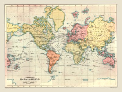 Commerciële Kaart van de Wereld, 1902 door Unbekannt