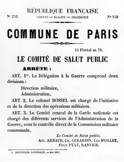 Commune de Paris, uit Franse politieke posters van de Parijse Commune, mei 1871 door Unbekannt