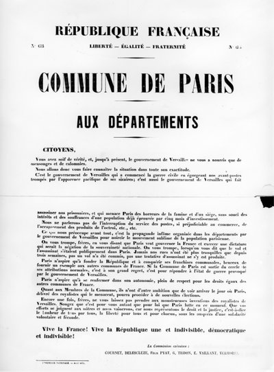 Commune van Parijs, uit Franse politieke posters van de Parijse Commune, mei 1871 door Unbekannt