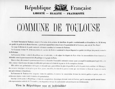 Commune van Toulouse, uit Franse politieke posters van de Parijse Commune door Unbekannt