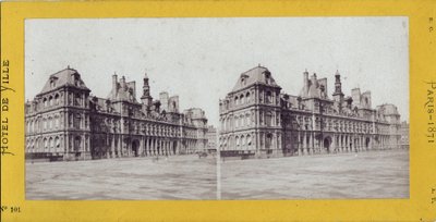Commune van Parijs (1871): zicht op het stadhuis door Unbekannt