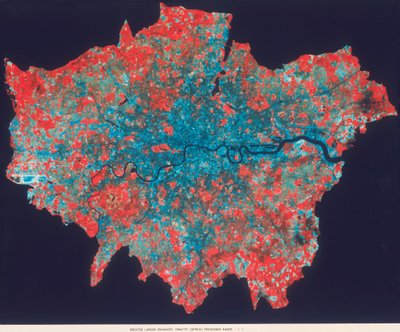 Samengestelde Landsat valse kleuren afbeelding van Groot-Londen door Unbekannt