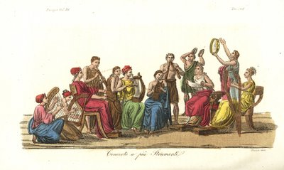 Concert met veel instrumenten, oud Griekenland door Unbekannt