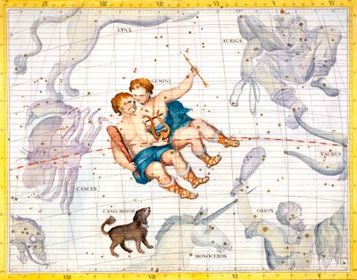 Constellaties van Tweelingen en Kleine Hond door Unbekannt