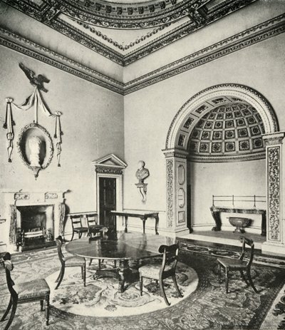 Contrasterende interieurs: Palladiaans - De eetkamer, Holkham, Norfolk, door William Kent, met Regency door Unbekannt