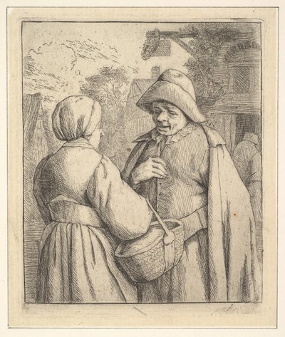 Gesprek op straat, 1610-85 door Unbekannt