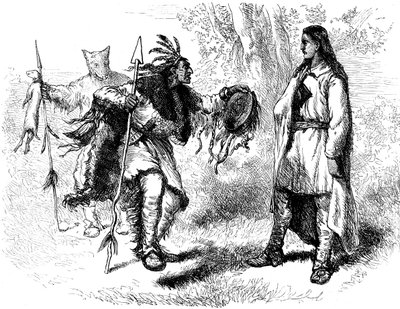 Bekeerde Native American en Powows, 17e eeuw, ca. 1880 door Unbekannt
