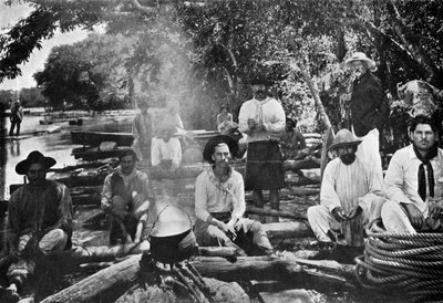Koken op een vlot, Paraguay, 1911 door Unbekannt