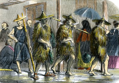 Koelies in Hong Kong, bij nat weer, c1875 door Unbekannt