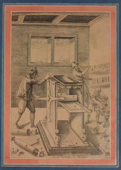 Koperplaatdrukkers aan het Werk, Folio uit het Davis Album, Iran, gedateerd A.H. 1199/A.D. 1784-85 door Unbekannt