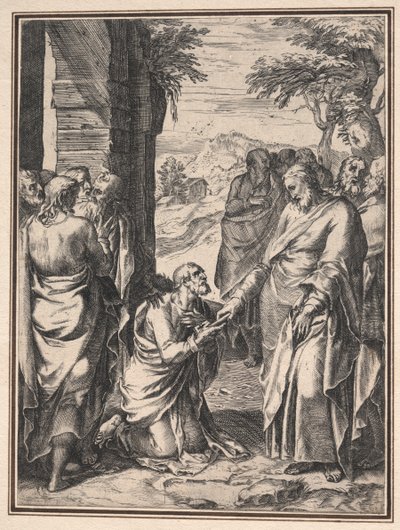 Kopie van Cornelis Cort: Christus Geeft de Sleutel van de Kerk aan Sint Petrus, ca. 1567 door Unbekannt