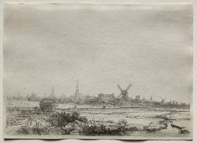 Kopie van uitzicht op Amsterdam vanuit het noordwesten door Unbekannt