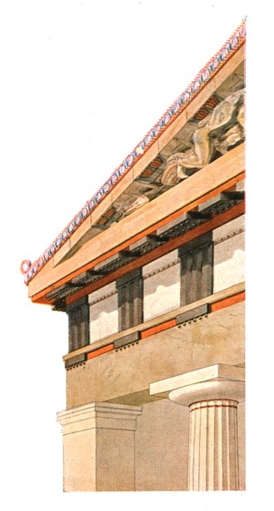 Hoek van het fronton van de oude Tempel van Athena op de Akropolis in Athene, Griekenland, 1928 door Unbekannt