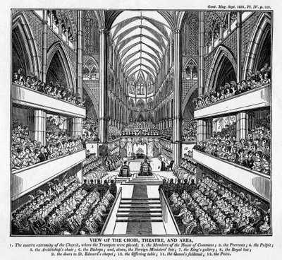 Kroning van Koning Willem IV en Koningin Adelaide, Westminster Abbey, Londen, 1831 door Unbekannt