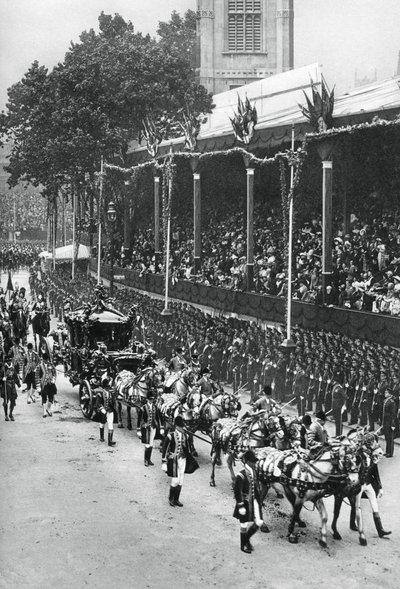 Kroningsprocessie van George V en Koningin Mary, nabij Westminster Abbey, 22 juni 1911 door Unbekannt