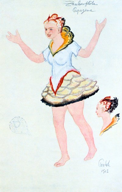 Kostuumontwerp voor Papegena, 1913 door Unbekannt