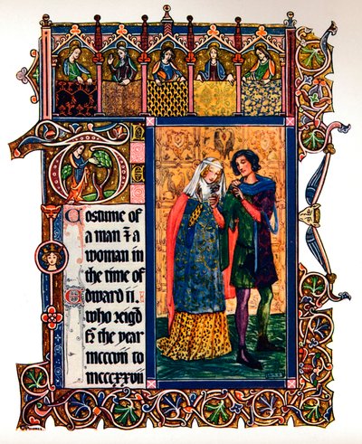 Kostuum van een Man & een Vrouw in de tijd van Edward II door Unbekannt