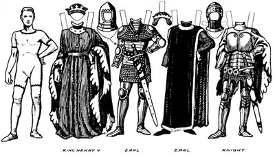 Kostuums van Mannen en Vrouwen Gedragen in de Periode Toen Hendrik V Regeerde, ca. 1934 door Unbekannt