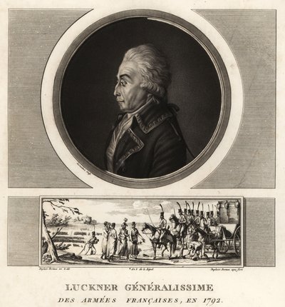 Graaf Nicolas Luckner, Franse revolutionaire generaal, Generalissime des Armées Françaises, geëxecuteerd in 1794 door Unbekannt
