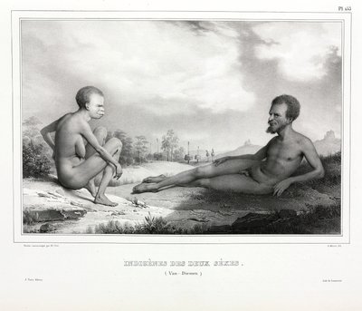 Koppel Aborigines uit Tasmanië (Australië) door Unbekannt