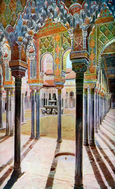 Hof van de Leeuwen, het Alhambra, Granada, Andalusië, Spanje, c1924 door Unbekannt