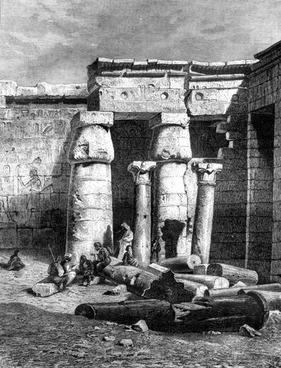 Hof met resten van een christelijke kerk, Medinet-Habou, 1881 door Unbekannt