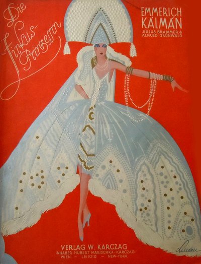 Omslag voor de originele pianopartituur van De Circusprinses door Emmerich Kalman, 1926 door Unbekannt