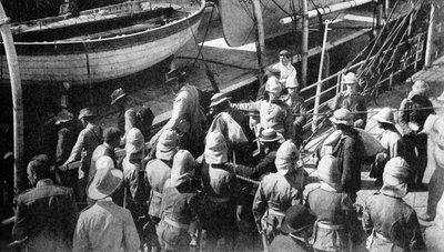 Gevangen krijgers van Cronje, de dokken, Paardeberg, Zuid-Afrika, 1900 door Unbekannt