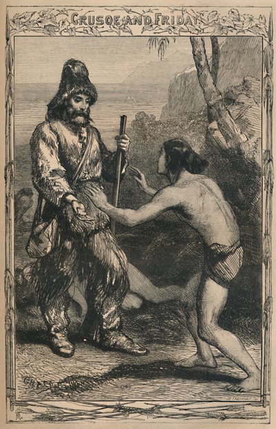 Crusoe en Vrijdag, ca. 1870 door Unbekannt