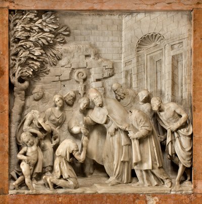 Crypte, Ark van de Heiligen Marcellino en Peter Exorcist, Lorenzo Trotti, De bekering van de cipier Artemio, Kathedraal van Santa Maria Assunta, Kathedraal, Cremona, Lombardije, Italië (foto) door Unbekannt