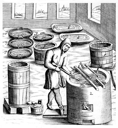 Kristallisatie van salpeter, kaliumnitraat, of KNO3, 1683 door Unbekannt
