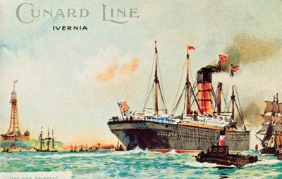 Cunard Line - Ivernia, bij New Brighton, ca. 1910 door Unbekannt