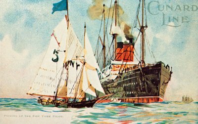 Cunard Line - Het oppikken van de New Yorkse piloot door Unbekannt