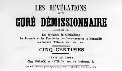 Cure Demissionnaire, van Franse politieke posters van de Parijse Commune, mei 1871 door Unbekannt